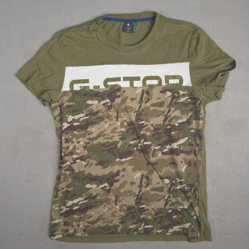 G-Star RAW Camouflage Block T-Shirt Mens‎ Extra Large XL Olive Green Cotton